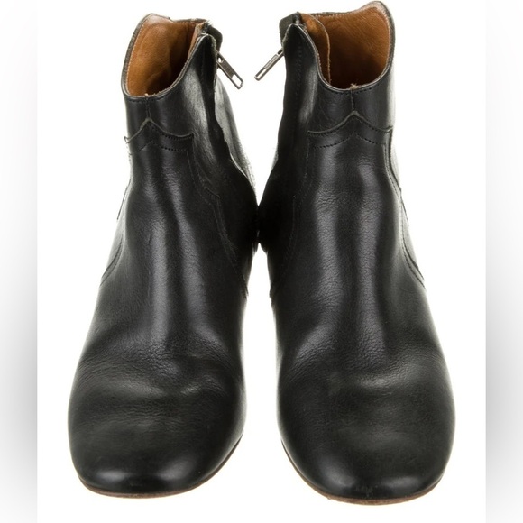 Isabel Marant Dicker Calf Leather Ankle Boots Black Western Booties Sz 37 US 6.5 - Picture 2 of 7